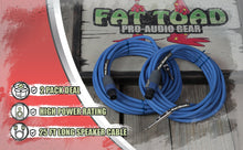 Load image into Gallery viewer, Speakon to 1/4&quot; Male Cables (2 Pack) by FAT TOAD - 25 ft Professional Pro Audio Blue DJ Speaker PA
