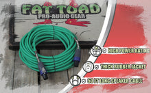 Load image into Gallery viewer, Speakon to Speakon Cable by FAT TOAD - 50ft Professional 12GA Pro Audio Green Speaker PA Cord
