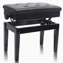 Load image into Gallery viewer, GRIFFIN Premium Antique Piano Bench - Adjustable Black Solid Wood Frame &amp; PU Leather Padded Cushion
