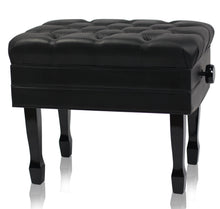 Load image into Gallery viewer, Genuine Leather Adjustable Piano Bench by GRIFFIN - Black Solid Wood Vintage Style &amp; Heavy-Duty

