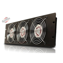 Load image into Gallery viewer, GRIFFIN Rackmount Cooling Fan - 3U Ultra-Quiet Triple Exhaust Fans, Keep Studio Audio Equipment Gear
