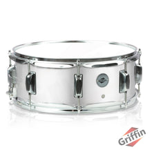 Load image into Gallery viewer, Metal Snare Drum by GRIFFIN - 14" x 5.5" inch Steel Chrome Shell - 8 Tuning Lugs &amp; Snare Throw Off
