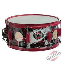 Load image into Gallery viewer, GRIFFIN Snare Drum Birch Wood Shell 14 X 6.5 Inch - Oversize 2.5&quot; Large Vents &amp; Custom Graphic Wrap
