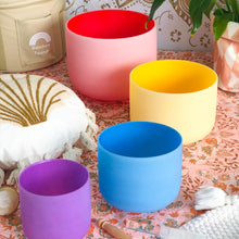 Load image into Gallery viewer, Set of 4 Rainbow Color Sound Therapy Bowls in Beige Carry-On Case
