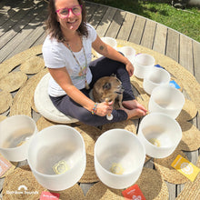 Load image into Gallery viewer, Set of 9 White Sound Therapy Bowls in Beige Carry-On Cases
