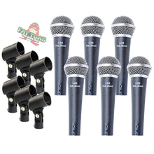 Load image into Gallery viewer, Cardioid Dynamic Microphones &amp; Clips (6 Pack) by FAT TOAD - Professional Vocal Handheld, Unidirectional Mic - Singing Microphone Designed for DJ Stage
