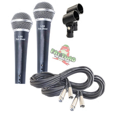 Load image into Gallery viewer, Vocal Microphones with XLR Mic Cables &amp; Clips (2 Pack) FAT TOAD - Studio Cardioid Dynamic Handheld
