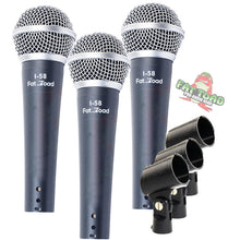 Load image into Gallery viewer, Vocal Handheld Microphones &amp; Clips (3 Pack) by FAT TOAD - Cardioid Dynamic, Wired Instrument Mic
