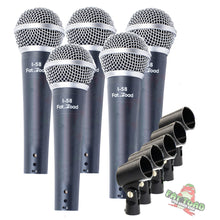 Load image into Gallery viewer, Studio Recording Microphones with Clips (5 Pack) by FAT TOAD - Vocal Handheld, Unidirectional Wired
