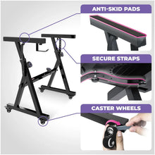 Load image into Gallery viewer, Dual Piano Keyboard Stand w/ Wheels and 2nd Tier - Rolling Z Style Adjustable
