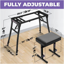 Load image into Gallery viewer, Collapsible Keyboard Stand and Piano Bench Stool

