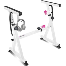 Load image into Gallery viewer, Adjustable Z Shape White Keyboard Stand with Wheels
