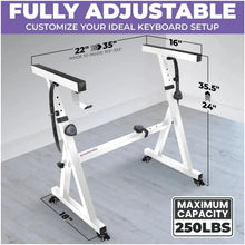 Load image into Gallery viewer, Adjustable Z Shape White Keyboard Stand with Wheels
