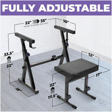Load image into Gallery viewer, Adjustable Z Style Keyboard Stand w/ Bench
