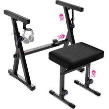 Load image into Gallery viewer, Black Adjustable Z Style Keyboard Stand w/ Mesh Cushion Bench
