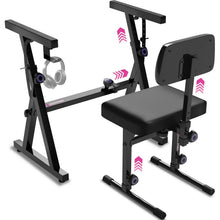 Load image into Gallery viewer, Piano Keyboard Stand and Bench with Backrest
