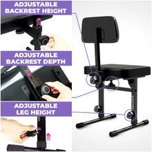 Load image into Gallery viewer, Piano Keyboard Stand and Bench with Backrest
