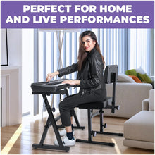 Load image into Gallery viewer, Piano Keyboard Stand and Bench with Backrest
