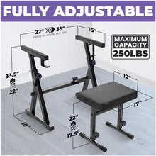 Load image into Gallery viewer, Adjustable Z Shape Black Keyboard Stand with Cover and Bench
