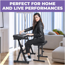 Load image into Gallery viewer, Adjustable Z Shape Black Keyboard Stand with Cover and Bench
