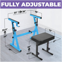 Load image into Gallery viewer, Adjustable Light Blue Z Style Keyboard Stand w/ Bench
