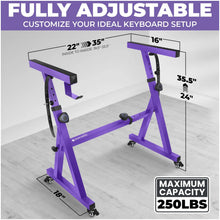 Load image into Gallery viewer, Adjustable Z Style Purple Keyboard Stand with Wheels
