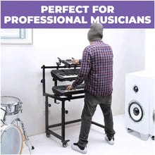 Load image into Gallery viewer, 3-Tier Portable Keyboard Workstation with Wheels
