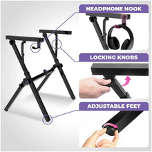 Load image into Gallery viewer, Foldable Z Style Black Piano Stand
