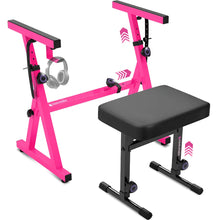 Load image into Gallery viewer, Pink Piano Keyboard Stand and Bench Set
