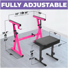Load image into Gallery viewer, Pink Piano Keyboard Stand and Bench Set
