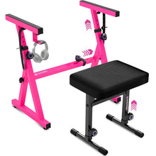 Load image into Gallery viewer, Pink Adjustable Z Style Keyboard Stand w/ Mesh Cushion Bench
