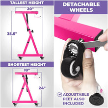 Load image into Gallery viewer, Adjustable Z Shape Pink Keyboard Stand with Wheels
