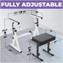Load image into Gallery viewer, Adjustable White Z Style Keyboard Stand w/ Bench
