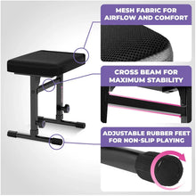 Load image into Gallery viewer, White Adjustable Z Style Keyboard Stand w/ Mesh Cushion Bench
