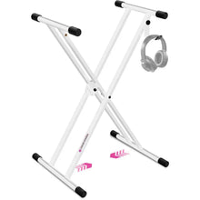 Load image into Gallery viewer, Adjustable X Style White Keyboard Stand
