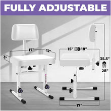 Load image into Gallery viewer, Adjustable White Keyboard Bench Seat with Backrest
