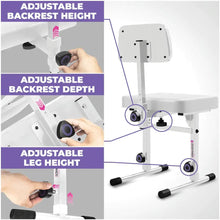 Load image into Gallery viewer, Adjustable White Keyboard Bench Seat with Backrest
