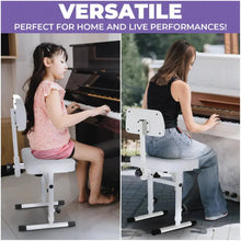 Load image into Gallery viewer, Adjustable White Keyboard Bench Seat with Backrest
