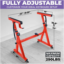 Load image into Gallery viewer, Adjustable Z Shape Red Keyboard Stand with Wheels
