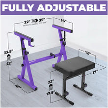 Load image into Gallery viewer, Adjustable Purple Z Style Keyboard Stand w/ Bench
