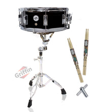 Load image into Gallery viewer, GRIFFIN Snare Drum Kit with Snare Stand, 2 Pairs of Drum Sticks &amp; Drum Key | Wood Shell Drum Set
