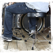 Load image into Gallery viewer, Drum Throne Stand by GRIFFIN - Padded Drummer’s Seat - Comfortable Drum Set Percussion Chair
