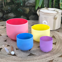 Load image into Gallery viewer, Set of 4 Rainbow Color Sound Therapy Bowls in Beige Carry-On Case
