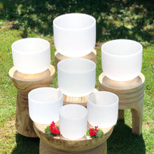 Load image into Gallery viewer, Set of 7 White Sound Therapy Bowls in Beige Carry-On Cases
