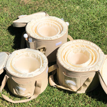 Load image into Gallery viewer, Set of 9 White Sound Therapy Bowls in Beige Carry-On Cases
