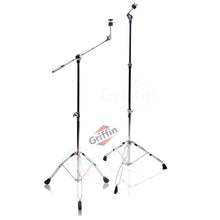 Load image into Gallery viewer, Cymbal Boom Stand &amp; Straight Cymbal Stand Combo (Pack of 2) by GRIFFIN - Percussion Drum Hardware
