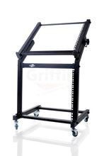 Load image into Gallery viewer, Rack Mount Rolling Stand &amp; Adjustable Mixer Platform Rails by GRIFFIN - Music Studio 19U Cart Holder
