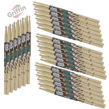 Load image into Gallery viewer, GRIFFIN Attack Zzzap Drum Sticks - 24 Pairs of Select Elite Maple Wood Size 5A Drummers Percussion
