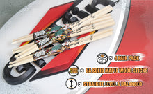Load image into Gallery viewer, GRIFFIN Attack Zzzap Drum Sticks - 4 Pairs of Select Elite Maple Wood Size 5A - Premium Balanced
