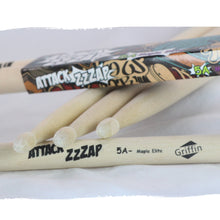 Load image into Gallery viewer, 12 Pairs of Select Elite Maple Wood Drum Sticks by GRIFFIN Attack Zzzap - Size 5A Premium Balanced
